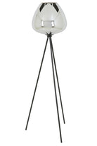 Mayson Smoked Glass & Matt Black Floor Lamp Tripod Light & Living
