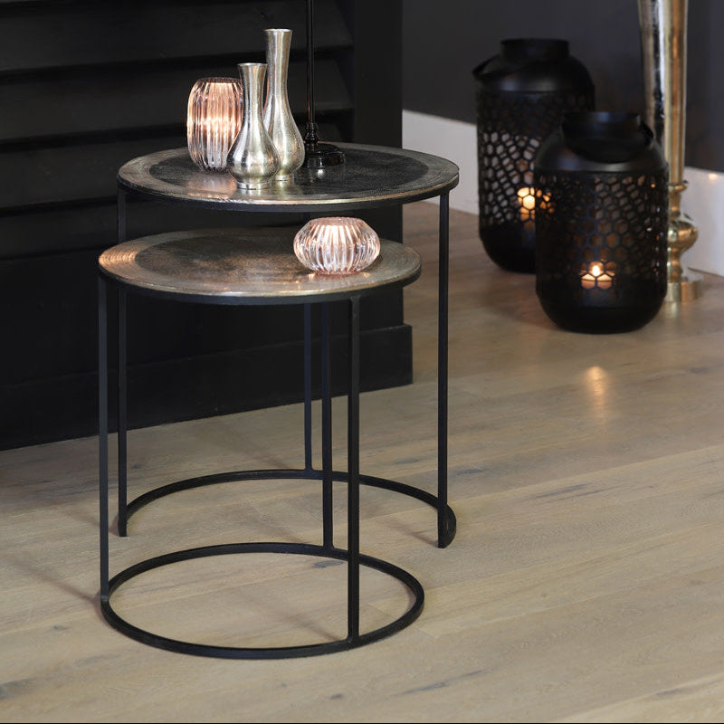 Talca Raw Nickel Side Table - Set of Two Light & Living