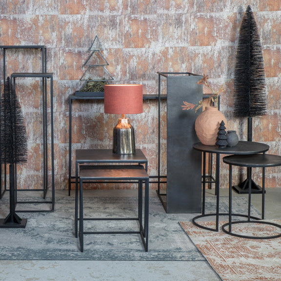 Talca Raw Lead & Antique Lead Side Table - Set of Two Light & Living