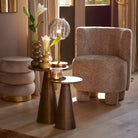 Ynez Dark Brown Marble Side Table - 51 cm Light & Living