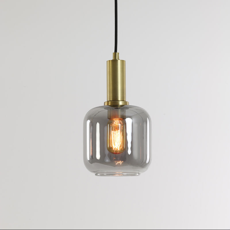 Lekar Antique Bronze & Smoked Glass Single Pendant Light & Living