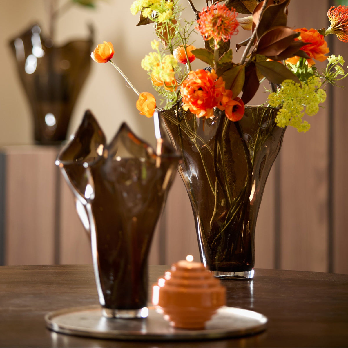 Aiora Glass Dark Brown Vase - Medium Light & Living