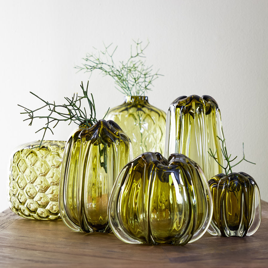 Murela Glass Olive Green Vase - Large Light & Living