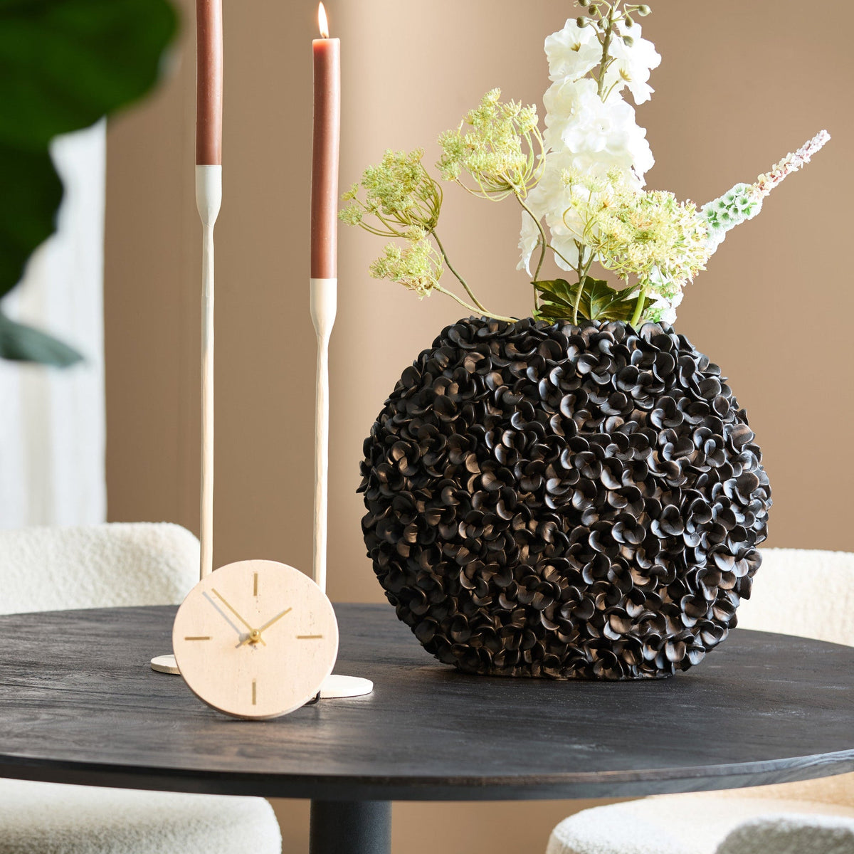 Phylia Matt Black Vase Deco - Medium Light & Living