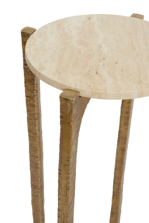 Kanae Travertine Sand & Antique Bronze Side Table - Set of 2 Light & Living