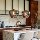 Mayson Smoked Glass & Matt Black Pendant - Large Light & Living