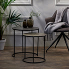 Talca Raw Lead & Antique Lead Side Table - Set of Two Light & Living
