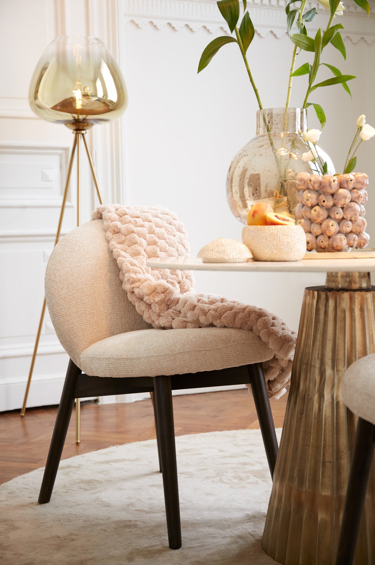 Mayson Glass Gold-Clear & Gold Floor Lamp Tripod Light & Living