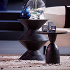 Larus Large Mango Wood  Side Table - Matt Black Light & Living