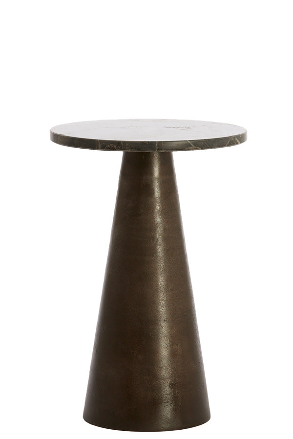 Ynez Dark Brown Marble Side Table - 51 cm Light & Living