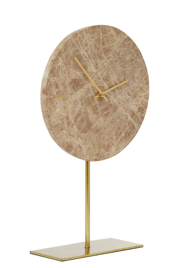 Moreno Marble Brown Clock On Base Light & Living