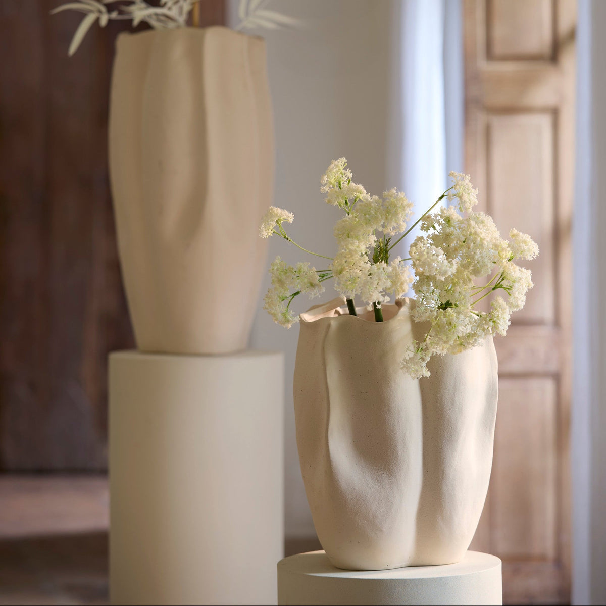Sanguli Ceramics Cream Vase Deco - Medium Light & Living