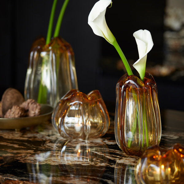 Murela Glass Amber Vase - Medium Light & Living