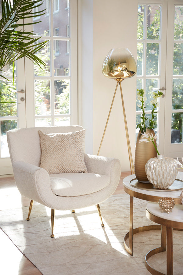 Mayson Glass Gold-Clear & Gold Floor Lamp Tripod Light & Living