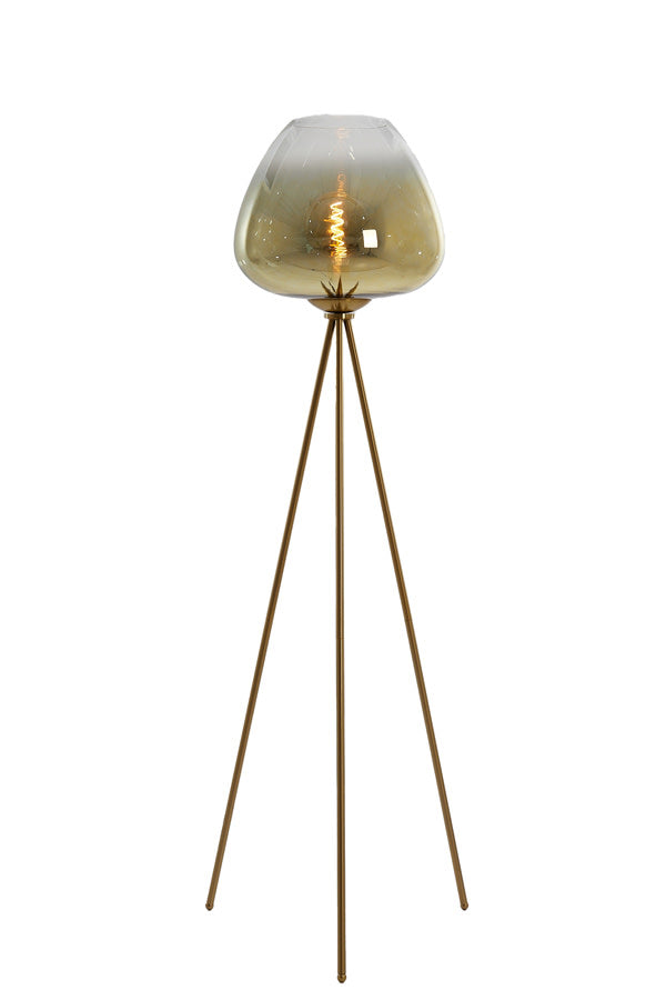 Mayson Glass Gold-Clear & Gold Floor Lamp Tripod Light & Living