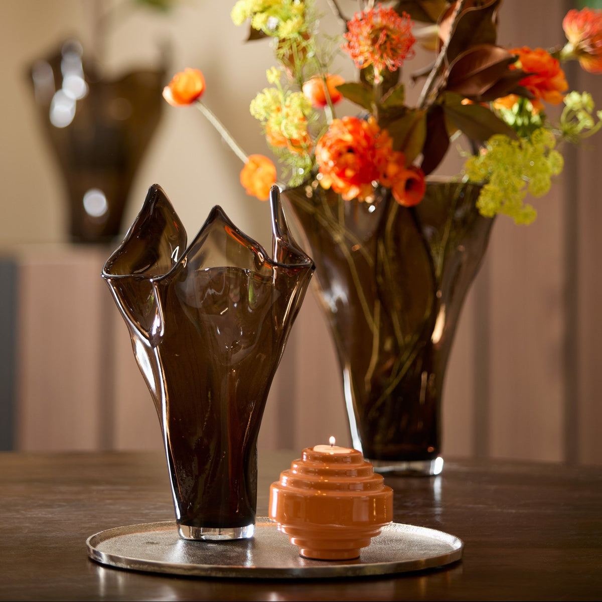 Aiora Dark Brown Glass Small Vase Light & Living