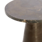 Ynez Dark Brown Marble & Dark Brown Small Side Table - 43cm Light & Living