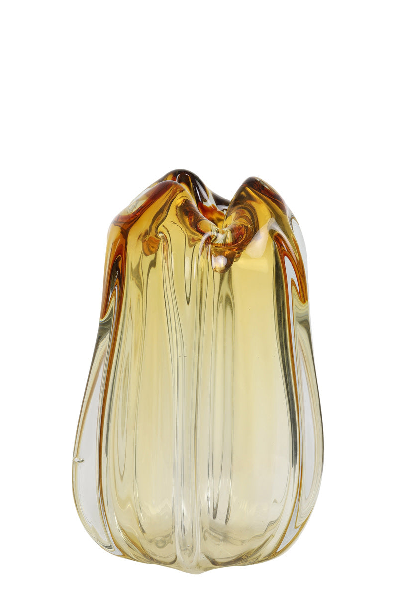 Murela Glass Amber Vase - Medium Light & Living