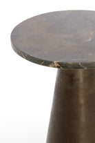 Ynez Dark Brown Marble Side Table - 51 cm Light & Living