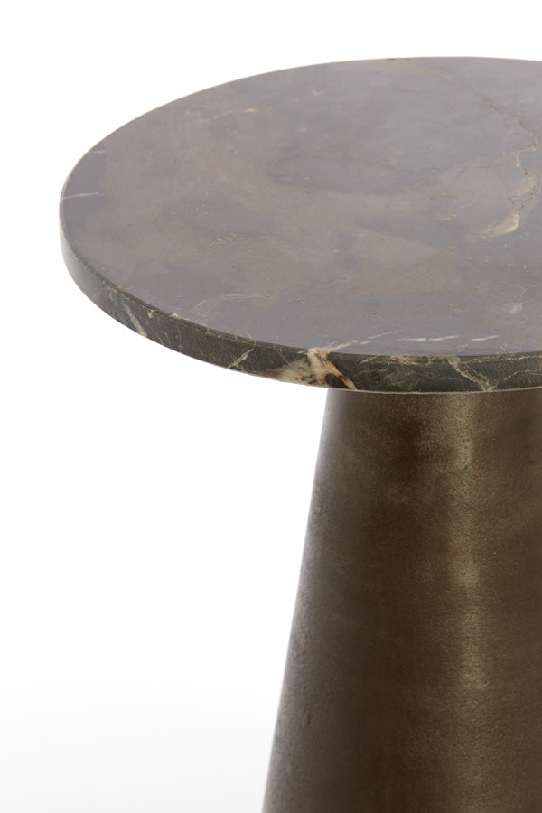 Ynez Dark Brown Marble Side Table - 51 cm Light & Living