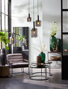 Lekar Black & Smoked Glass Hanging Lamp Light & Living