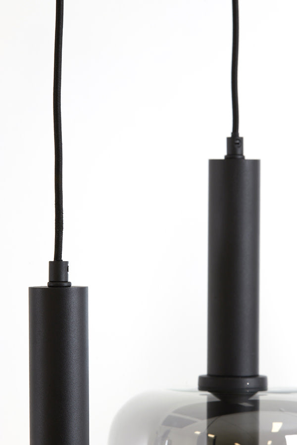 Lekar Black & Smoked Glass 5 Light Pendant Light & Living