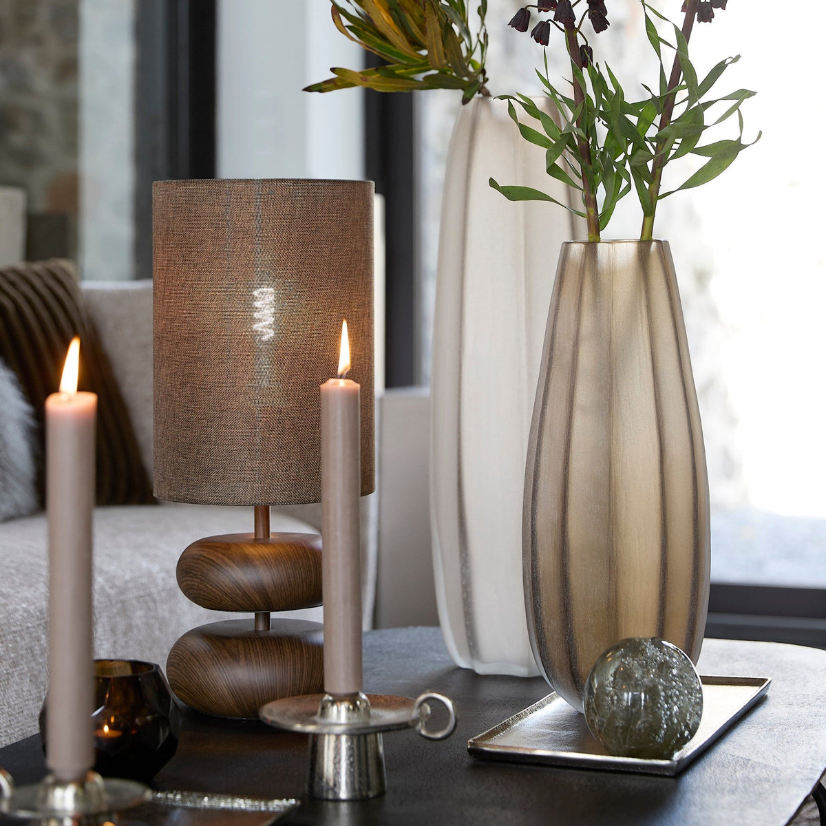Bradley Light Brown Glass Vase - Medium Light & Living
