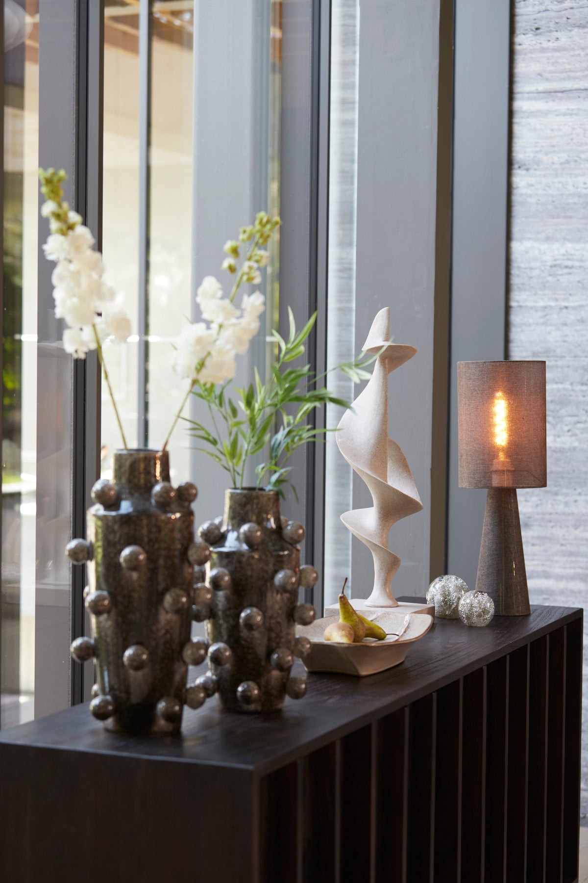 Micky Linen Brown Table Lamp Light & Living