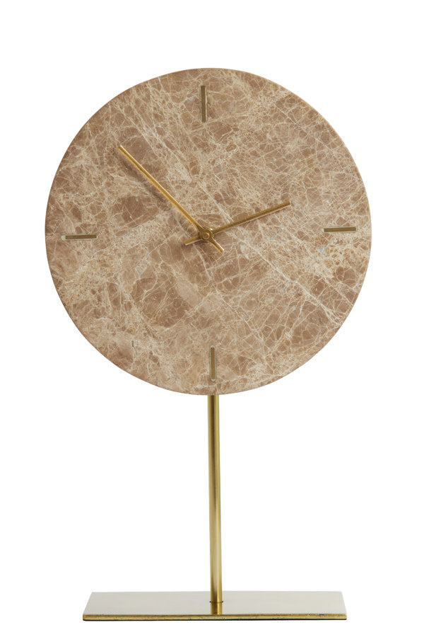 Moreno Marble Brown Clock On Base Light & Living
