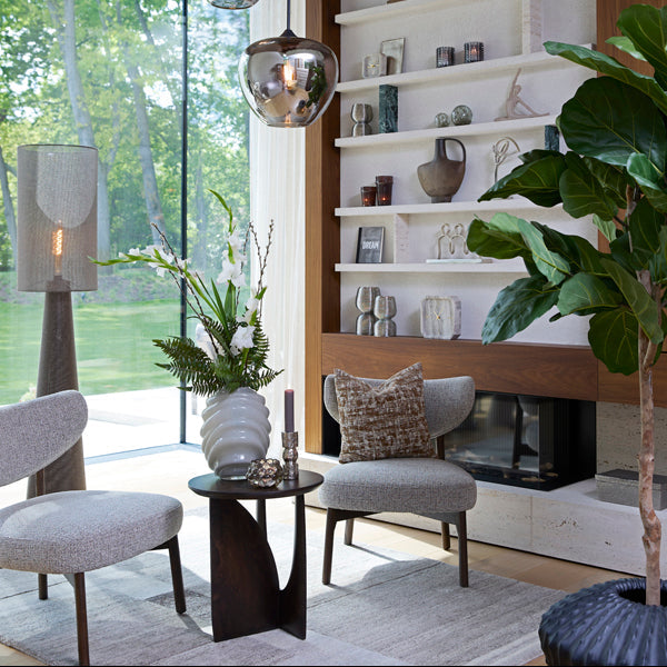 Micky Linen Floor Lamp - Brown Light & Living