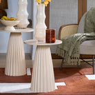 Veglia Matt Sand & Light Brown Spotted Side Table - Small Light & Living