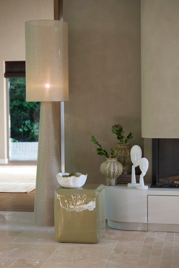 Micky Linen Olive Green Floor Lamp Light & Living