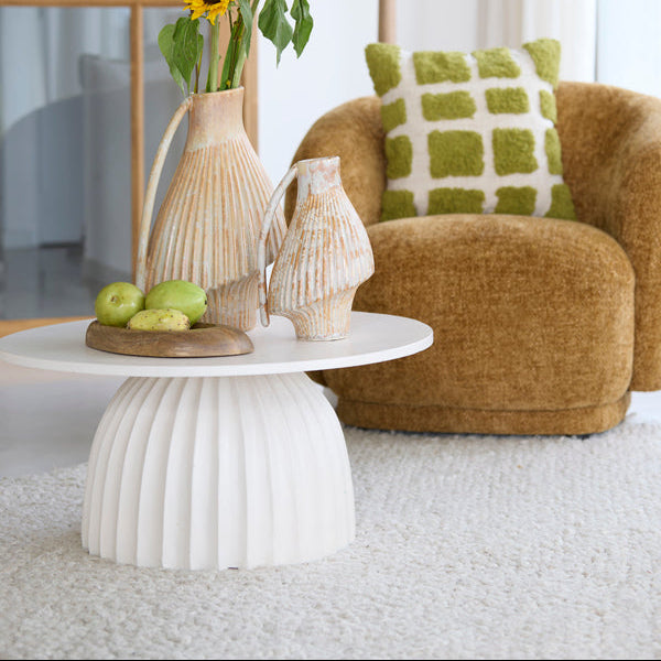 Veglia Cream Low Side Table - Large Light & Living