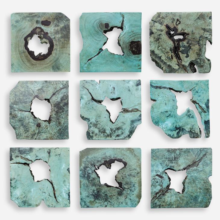 Bahati Wood Wall Décor In Blue - Set of 9 by Uttermost