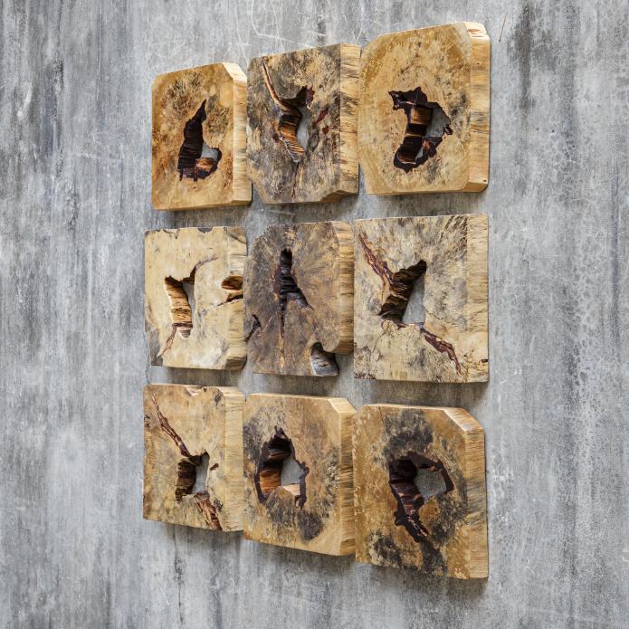 Bahati Wood Wall Décor In Natural - Set of 9 by Uttermost