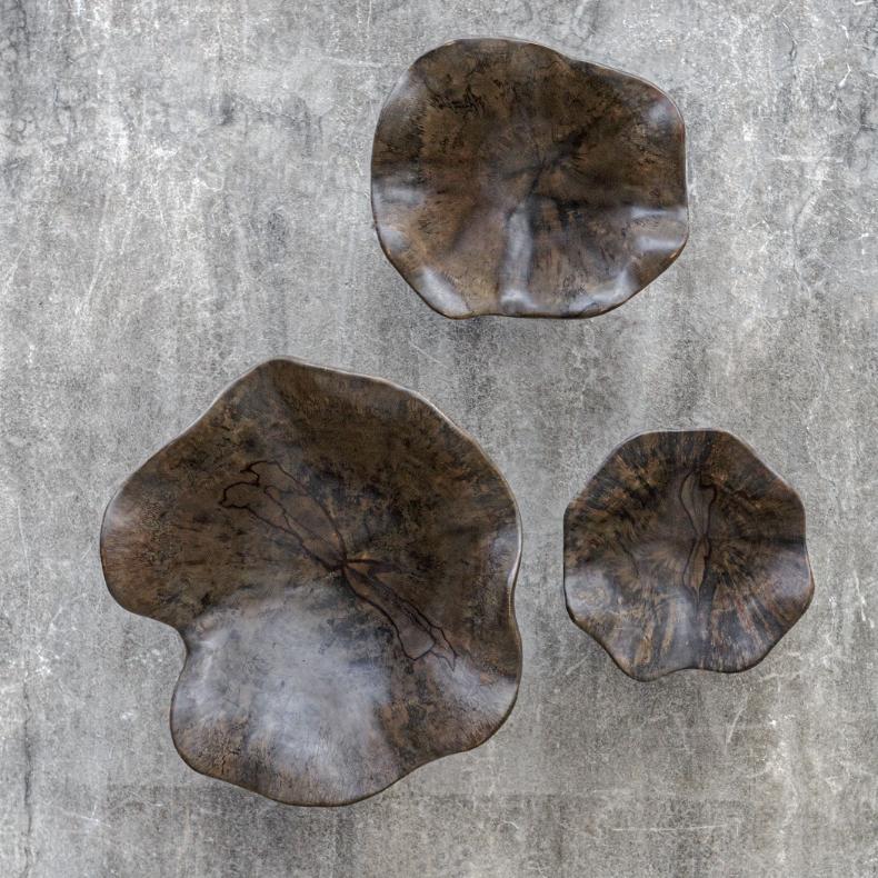 Two Wood Wall Décor In Mocha - Set of 3 by Uttermost