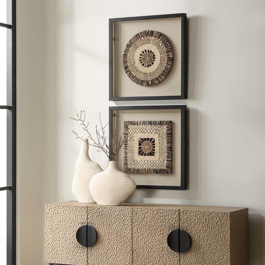 Intertwine Knit Paper Shadow Box - Set of 2 by Uttermost