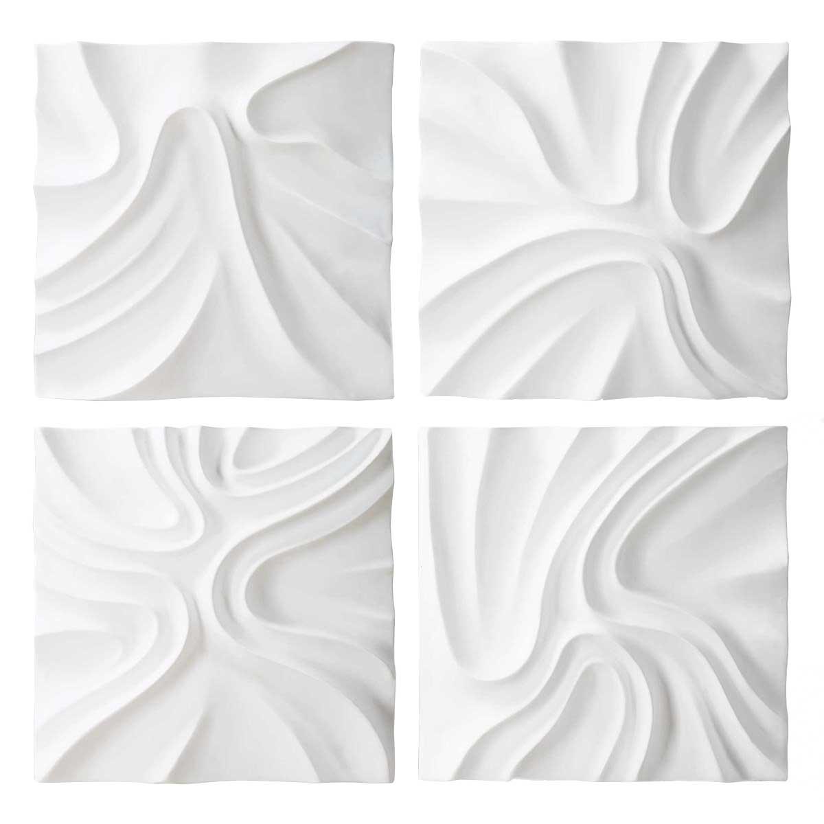 Snowdrift Scultped White Wall Décor - Set of 4 by Uttermost