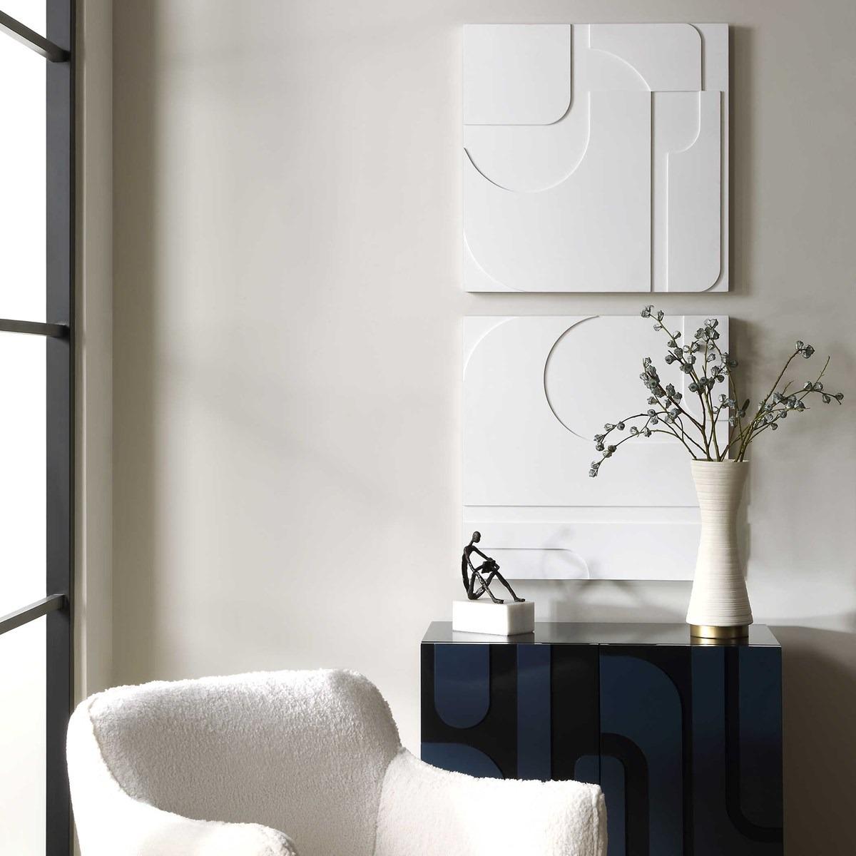 Contours White Wall Décor, Set of 2 by Uttermost