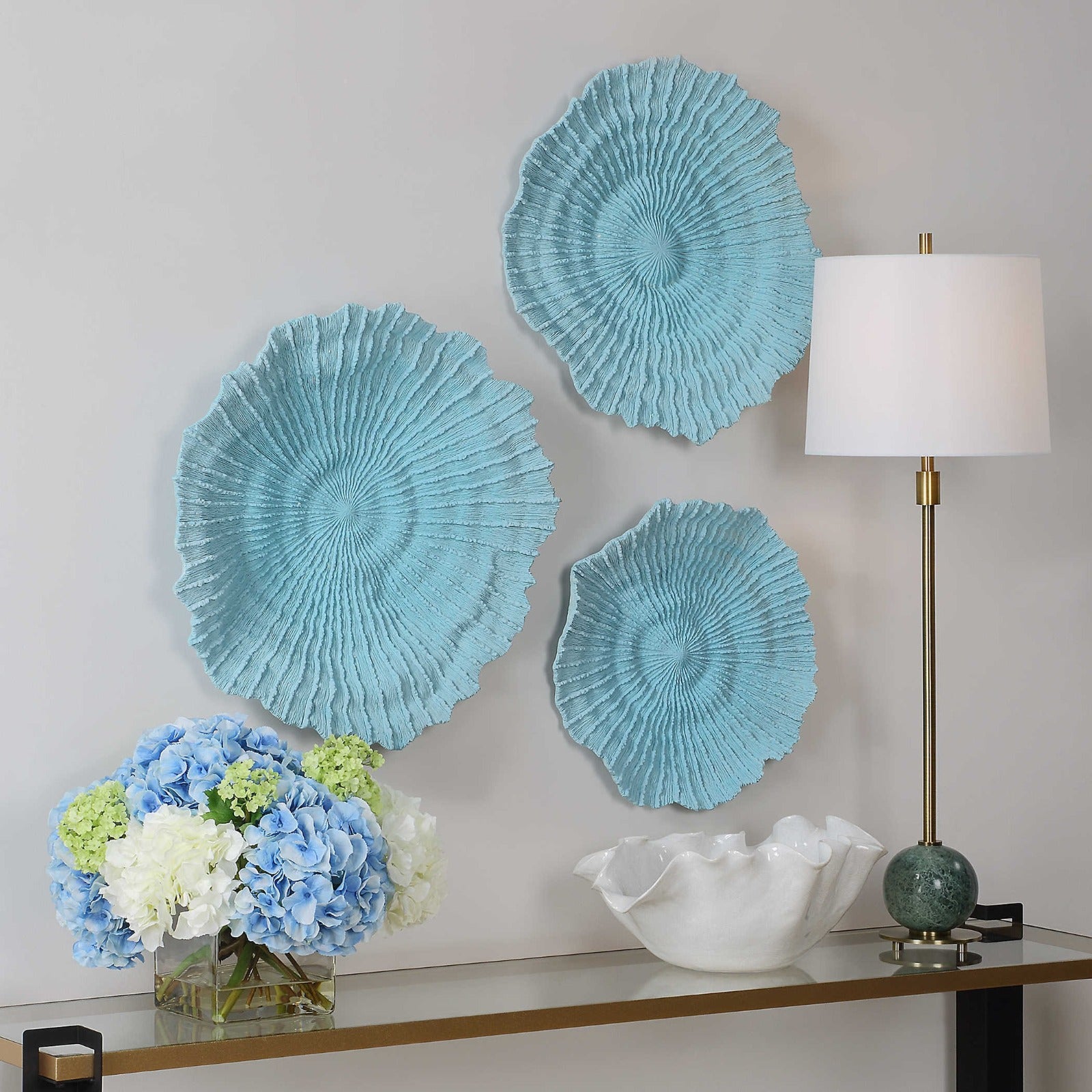 Ocean Gems Wall Decor in Blue - Set of 3 by Uttermost