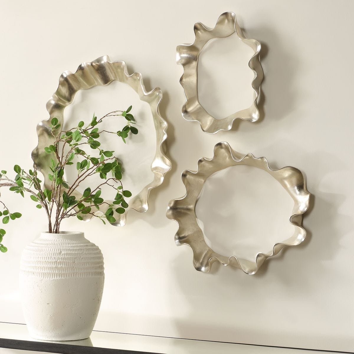 Ripple Effect Silver Wall Art Set of 3 by Uttermost