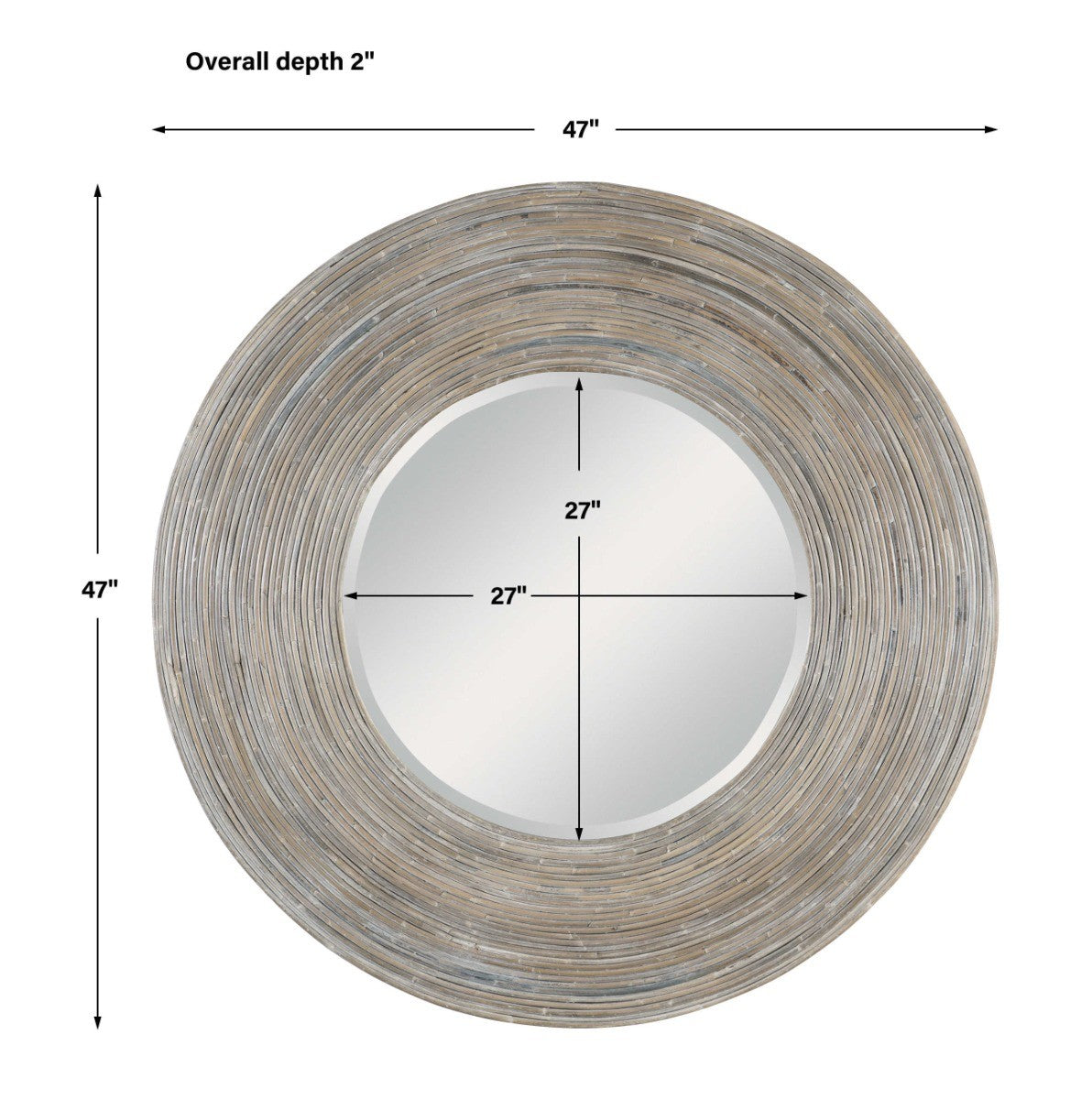 Vortex White Washed Round Mirror by Uttermost