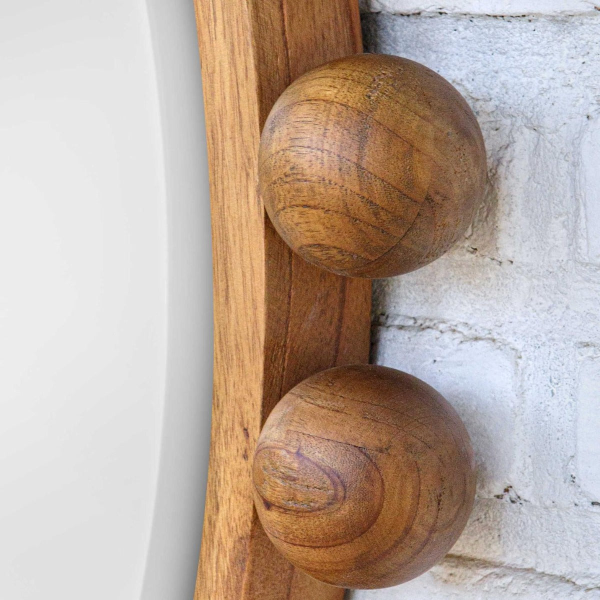 Cyra Wood Beaded Round Mirror by Uttermost