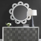 Clematis White Rattan Round Mirror by Uttermost