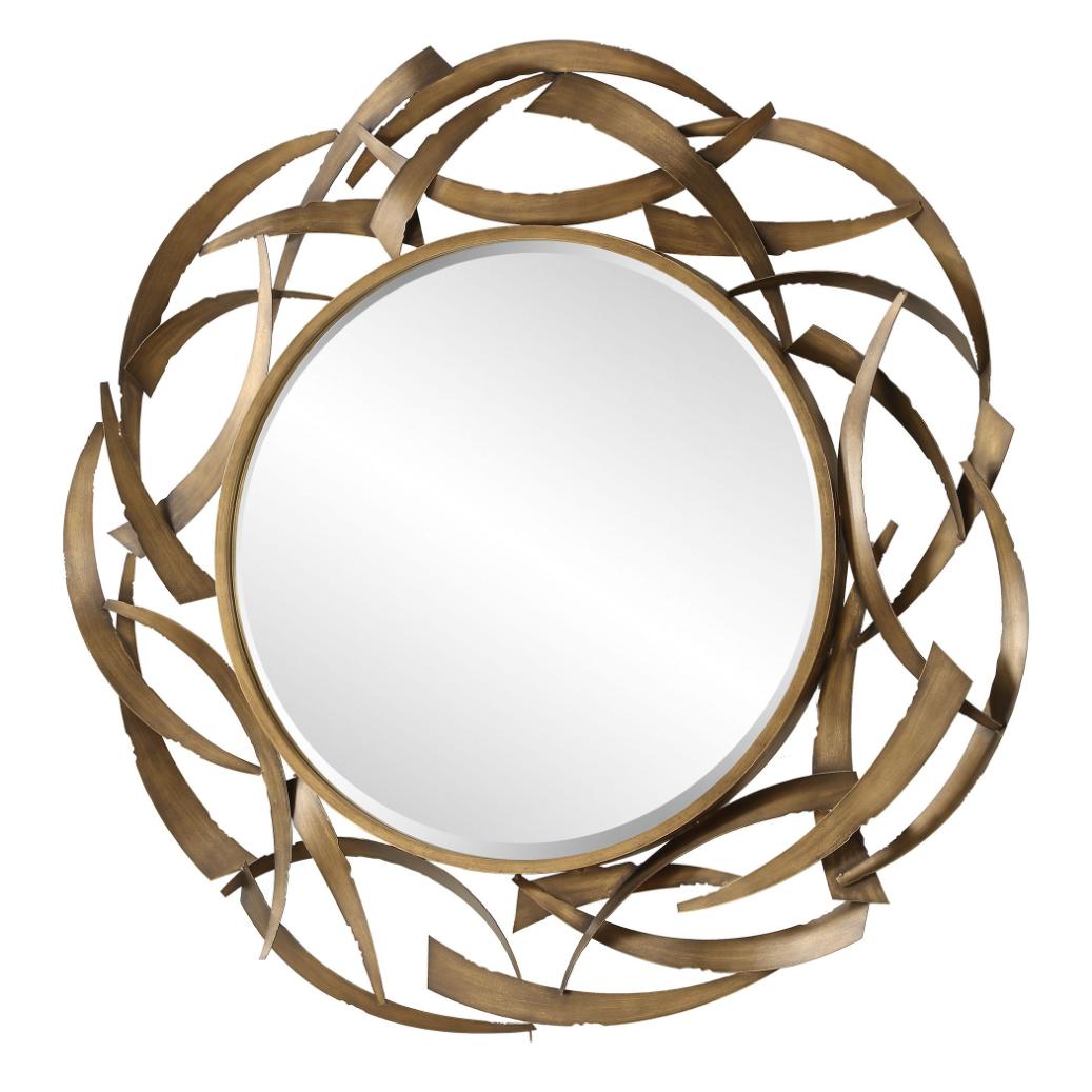 Cutting Edge Bronze Round Mirror by Uttermost
