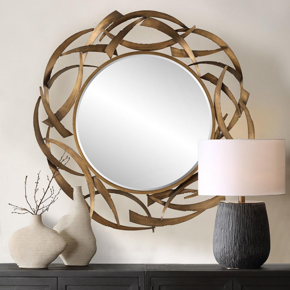 Cutting Edge Bronze Round Mirror by Uttermost