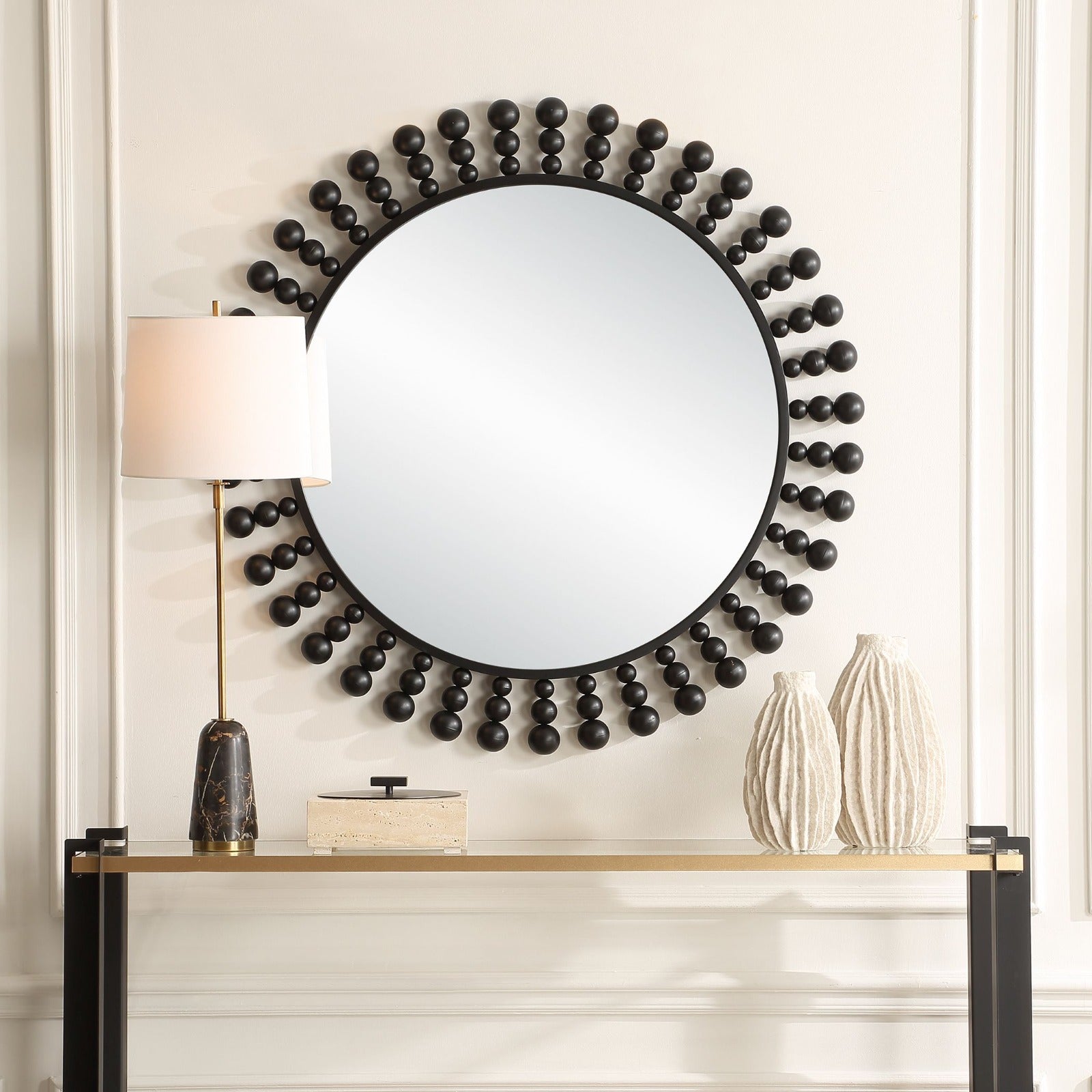 Aziel Round Black Mirror by Uttermost