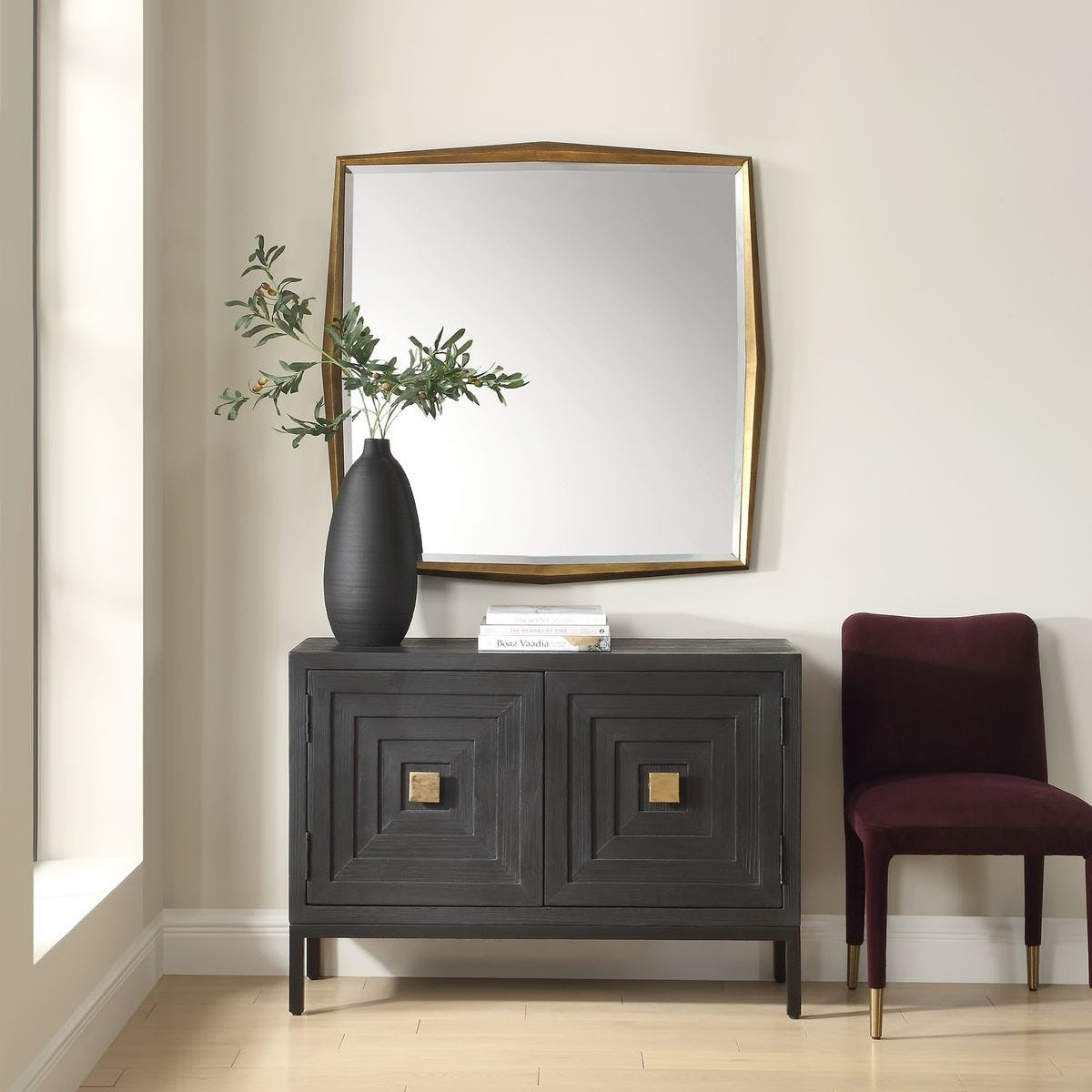 On Point Square Mirror in Gold by Uttermost