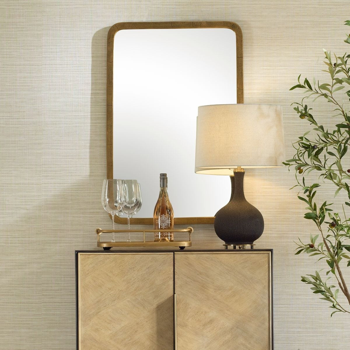 Vestry Antique Brass Mirror by Uttermost