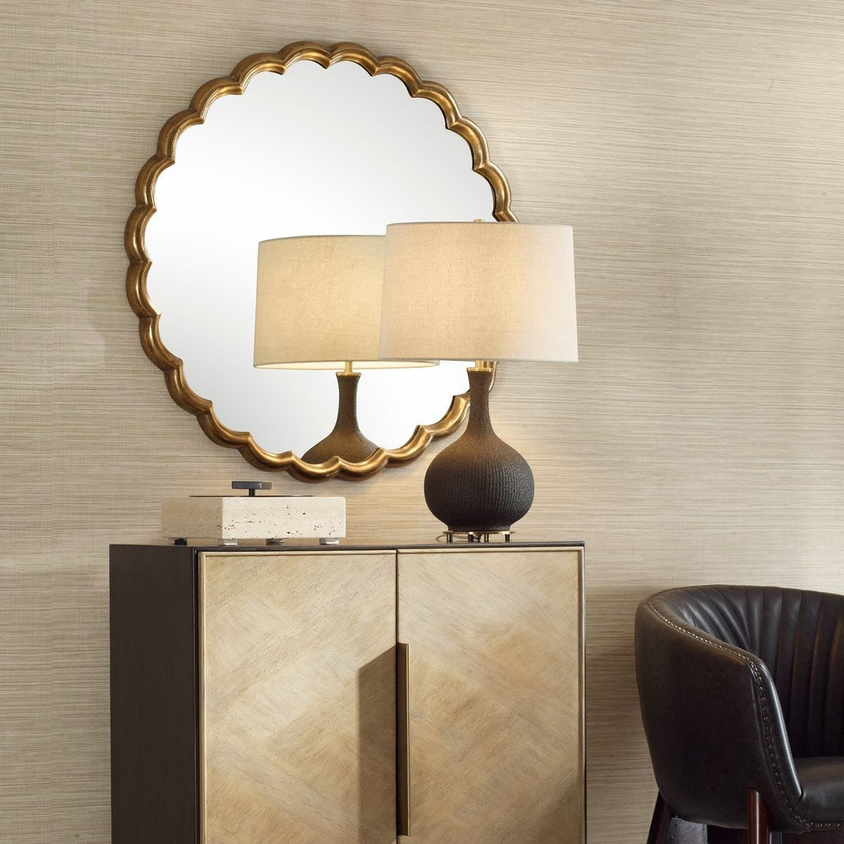 Cerrito Antique Brass Round Mirror by Uttermost
